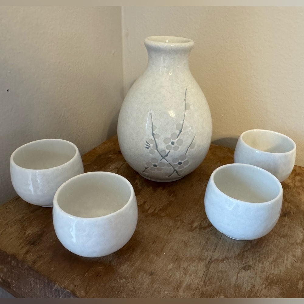 Elegant White Ceramic Sake Set